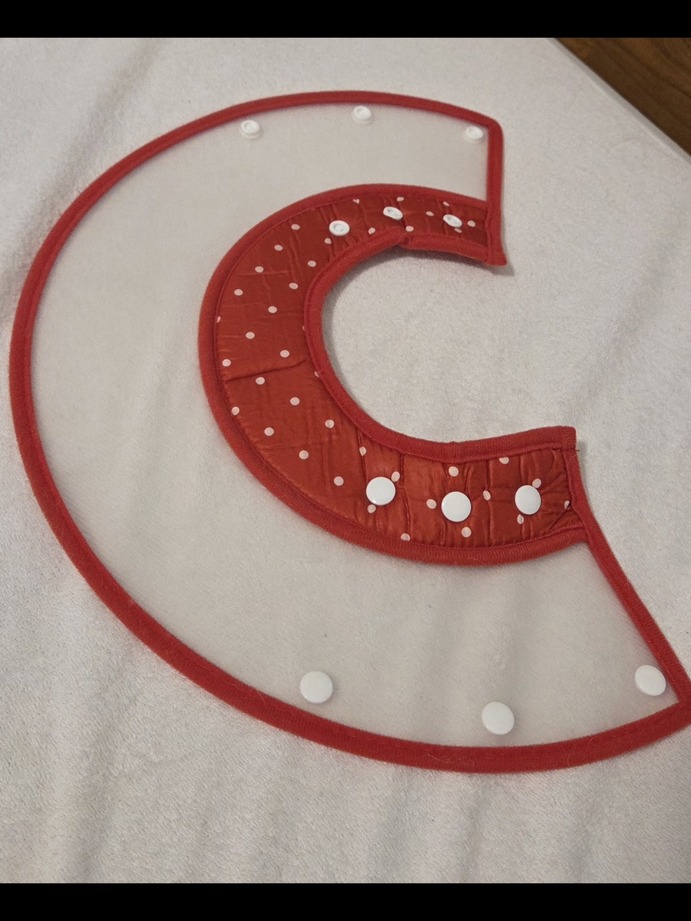 Clear Red Pet Recovery Collar with Snap Buttons